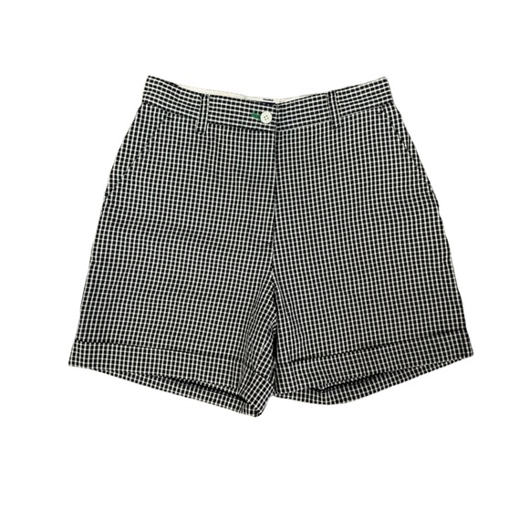 Tommy Hilfiger High-rise Black&White Gingham Cotton Shorts with Pockets - Picture 1 of 7